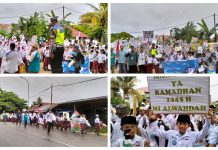 Pawai Keliling Tarhib Ramadhan 1445 H, Jajaran Sekolah Al Wahdah Baubau Hingga Instansi Kepolisian Mengambil Peran