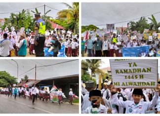 Pawai Keliling Tarhib Ramadhan 1445 H, Jajaran Sekolah Al Wahdah Baubau Hingga Instansi Kepolisian Mengambil Peran