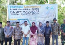 Mantan Kadis Kesehatan Konsel Kolaborasi dengan Wahdah Islamiyah Sultra Bangun Ponpes Tahfizhul Quran di Desa Anduna